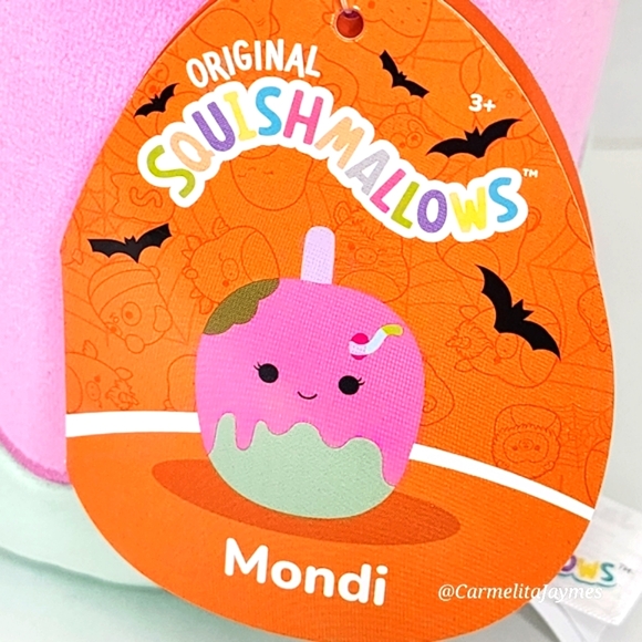 🎃 MONDI 🍎🪱 Pink Mint Candy Apple wWorm Halloween 2024 Original Squishmallow - Picture 3 of 8